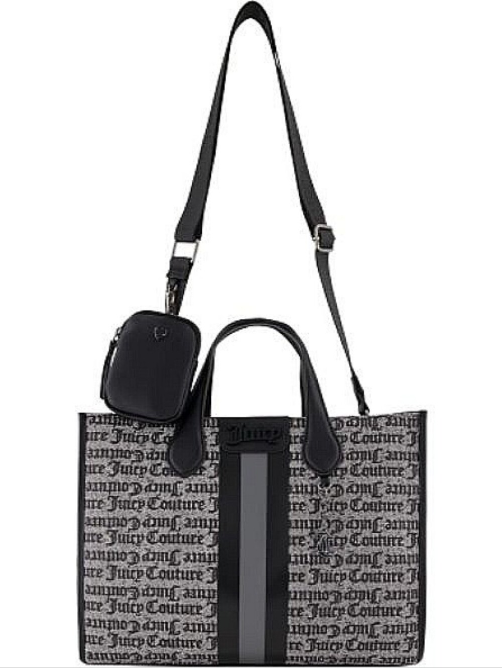 Juicy Couture Black and Gray Logo Tote with Crossbody Pouch